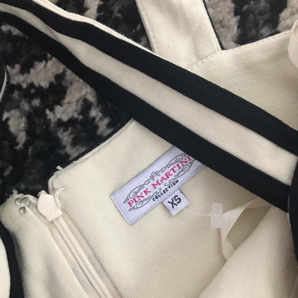 Cocktail creme white and black cocktail dress - Picture 3 of 5